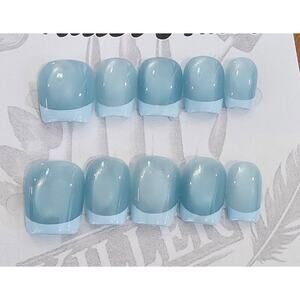 Blue French Tip | Press on Nails - Handmade | Sz Large